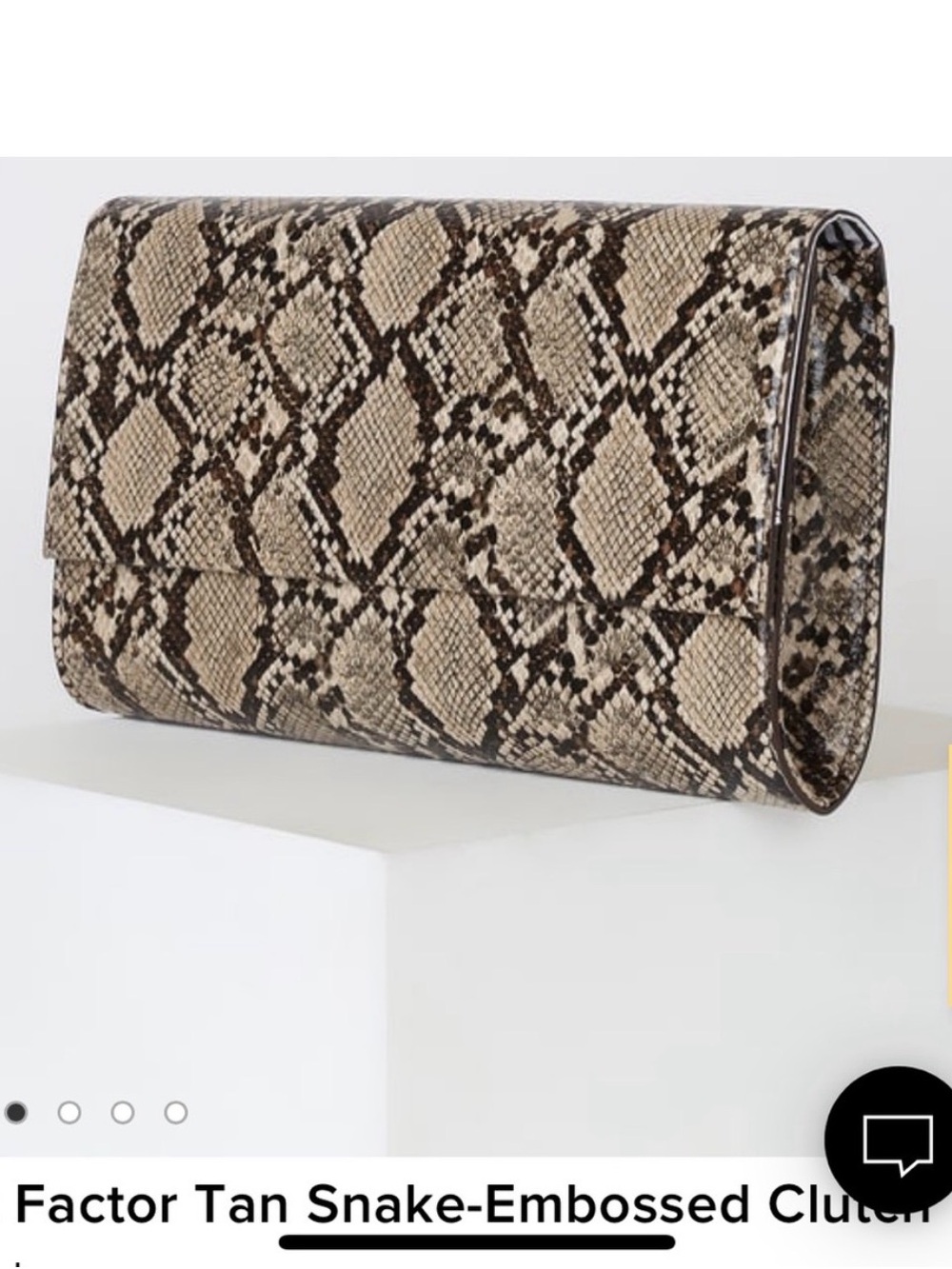 NWT Lulus It Factor Tan Snake-Embossed Clutch